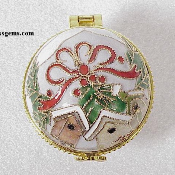 FINAL SALE PRICE NYCO International Cloisonne Mini Ball Box Ornament - Picture 1 of 4